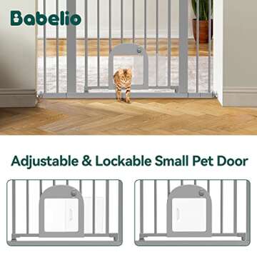 Babelio Baby Gate with Adjustable Cat Door,29-43" Auto Close Durable Pet door for Stairs,Doorways an...