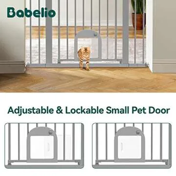 Babelio Baby Gate with Adjustable Cat Door,29-43" Auto Close Durable Pet door for Stairs,Doorways an...