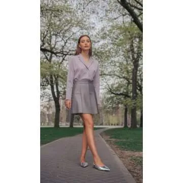 DREAMCIA Slingback Flats Shoes Metallic Silver Shoes for Women with Pointed Toe Silver Size 6.5