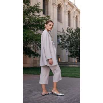 DREAMCIA Slingback Flats Shoes Metallic Silver Shoes for Women with Pointed Toe Silver Size 6.5