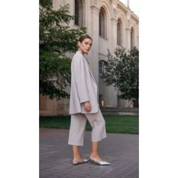 DREAMCIA Slingback Flats Shoes Metallic Silver Shoes for Women with Pointed Toe Silver Size 6.5