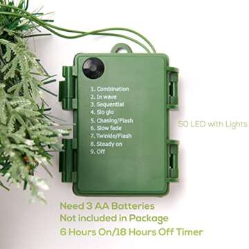 AMERZEST 9 FT Christmas Garland Pre-lit 70 LED Lights Holiday Artificial Decor for Stairs Mantle Door Indoor Outdoor Garland with Battery Operated Timer