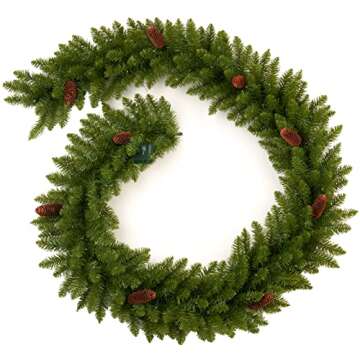 AMERZEST 9 FT Christmas Garland Pre-lit 70 LED Lights Holiday Artificial Decor for Stairs Mantle Door Indoor Outdoor Garland with Battery Operated Timer
