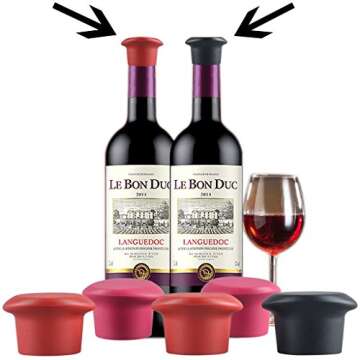 Silicone Wine Stopper, Silicone Reusable Wine Bottle Stopper/Beer Sealer Cover, Assorted Colors Silicone Wine Bottle Caps, Wine Accessories Gift Set of 5