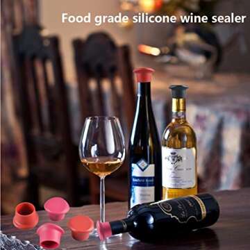 Silicone Wine Stopper, Silicone Reusable Wine Bottle Stopper/Beer Sealer Cover, Assorted Colors Silicone Wine Bottle Caps, Wine Accessories Gift Set of 5