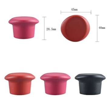 Silicone Wine Stopper, Silicone Reusable Wine Bottle Stopper/Beer Sealer Cover, Assorted Colors Silicone Wine Bottle Caps, Wine Accessories Gift Set of 5