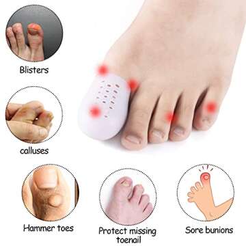 Big Toe Protector, 10PCS Breathable Gel Toe Cap Silicone Toe Cover Sleeves with Holes, Provides Reli...