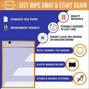 Scribledo Dry Erase Pockets - Durable and Reusable Sleeves