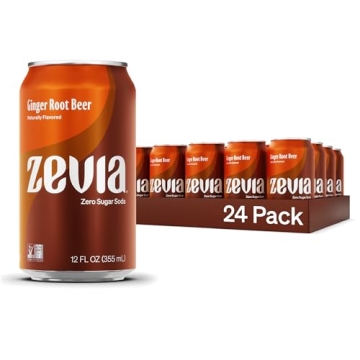Zevia Zero Calorie Ginger Root Beer Soda - 24 Pack