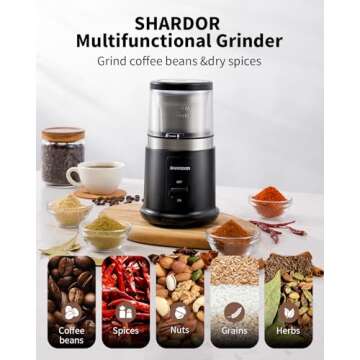 SHARDOR One Touch Coffee Grinder Electric Spice Herb Grinder with Removable Bowl