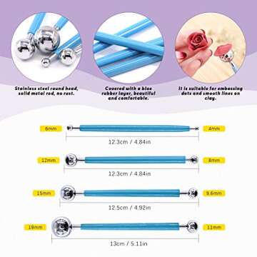 Swpeet 22Pcs Modeling Clay Sculpting Tools Kits, Ball Stylus Tool, Pottery Tools, Rubber Tip Pens, P...