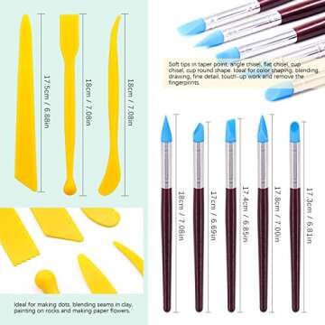 Swpeet 22Pcs Modeling Clay Sculpting Tools Kits, Ball Stylus Tool, Pottery Tools, Rubber Tip Pens, Plastic Clay Tools,Clay Needle for Making Modeling Clay Cake Fondant Decoration