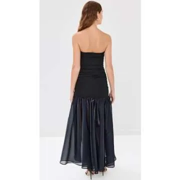 STAUD Women's Liya Dress, Black/Navy, S