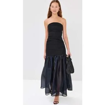 STAUD Women's Liya Dress, Black/Navy, S