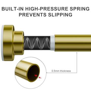 Ausemku Adjustable Shower Curtain Rod - Never Rust, No Drilling