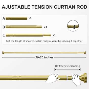 Ausemku Adjustable Shower Curtain Rod - Never Rust, No Drilling