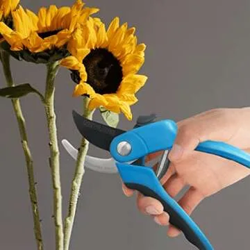 Nevlers 8" Blue Bypass Pruning Shears | Pruners for Gardening w/Stainless Steel Blades | 8mm Cut Cap...