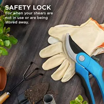 Nevlers 8" Blue Bypass Pruning Shears | Pruners for Gardening w/Stainless Steel Blades | 8mm Cut Cap. Garden Clippers | Pruning Shears Heavy Duty Garden Tools | Ergonomic Spring Assisted Garden Shears