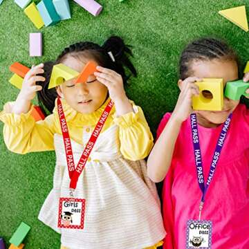 Hall Passes Lanyards Set of 6 School Classroom Owl Decor Library Office Nurse Boy Girl