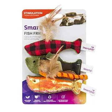 SmartyKat (3 Count Fish Friends Crinkle Catnip Cat Toys - Multi Color, 3 Count