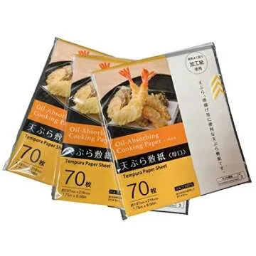 3 x Japanese Tempura Paper, Oil-Absorbing Cooking Paper Small Thick 8.6" × 7.8" 70Sheets (Total 210...