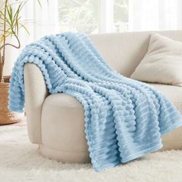 Bedsure Blue Fleece Blanket for Couch - GentleSoft Cozy Soft Blankets for Women, Cute Small Throws f...