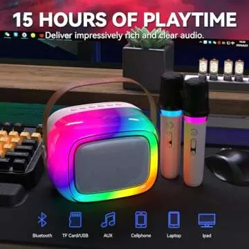 Karaoke Machine with 2 Wireless Microphones for Kids and Adults
