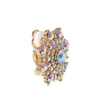 Clip On AB Iridescent Crystal Earrings for Women - PeriFairy Multicolor Snowflake Geometric Wedding ...