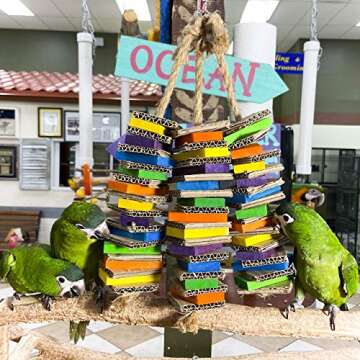 Birds LOVE Chew-Tastic Triple Tower of Shredded Fun Medium Bird Toy for African Grey Conures Sun Conures Caiques Senegals Small Cockatoos Quakers and Similar Small to Medium Sized Birds