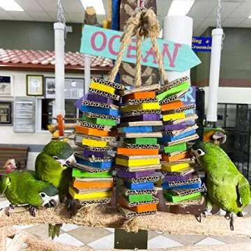 Birds LOVE Chew-Tastic Triple Tower of Shredded Fun Medium Bird Toy for African Grey Conures Sun Conures Caiques Senegals Small Cockatoos Quakers and Similar Small to Medium Sized Birds