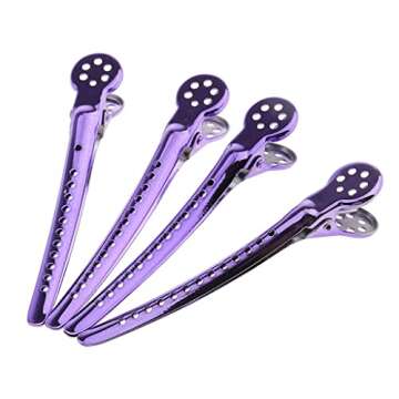 12x Fashion Alligator Hair Clips Salon Barber Hairdressing Cutting Section Grip Clamps Claw Makeup Tool - Purple