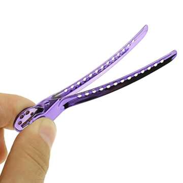 12x Fashion Alligator Hair Clips Salon Barber Hairdressing Cutting Section Grip Clamps Claw Makeup Tool - Purple