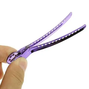 12x Fashion Alligator Hair Clips Salon Barber Hairdressing Cutting Section Grip Clamps Claw Makeup Tool - Purple