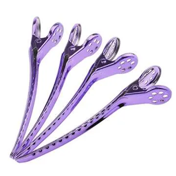 12x Fashion Alligator Hair Clips Salon Barber Hairdressing Cutting Section Grip Clamps Claw Makeup Tool - Purple