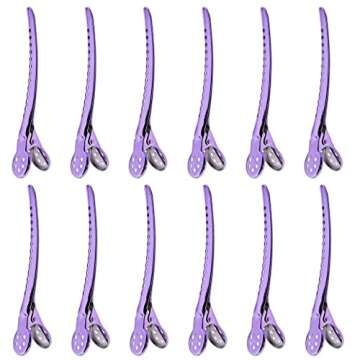 12x Fashion Alligator Hair Clips Salon Barber Hairdressing Cutting Section Grip Clamps Claw Makeup Tool - Purple