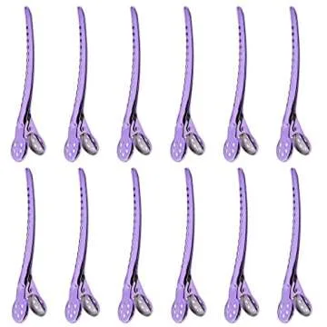 12x Fashion Alligator Hair Clips Salon Barber Hairdressing Cutting Section Grip Clamps Claw Makeup Tool - Purple