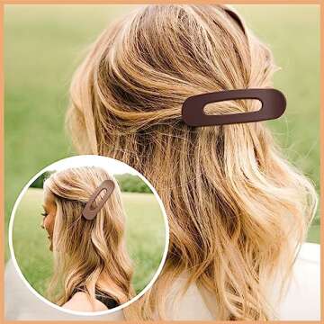 Waimemoya 12 Pack Flat Hair Clips, French Design, Alligator Hair Clips for Women, Oval Barrette Jaw Clips, Strong Hold Side Hair Clamps , Matte Claw Clips for Thick Hair, Various Natural Shades