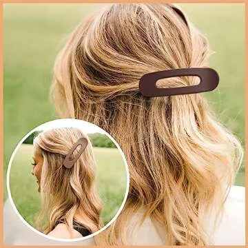 Waimemoya 12 Pack Flat Hair Clips, French Design, Alligator Hair Clips for Women, Oval Barrette Jaw Clips, Strong Hold Side Hair Clamps , Matte Claw Clips for Thick Hair, Various Natural Shades