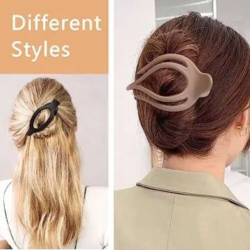 Waimemoya 12 Pack Flat Hair Clips, French Design, Alligator Hair Clips for Women, Oval Barrette Jaw Clips, Strong Hold Side Hair Clamps , Matte Claw Clips for Thick Hair, Various Natural Shades