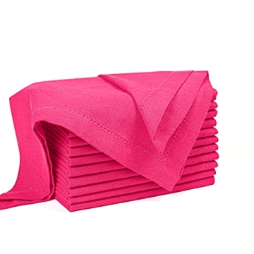 Palisa Hot Pink Cloth Napkins - 12 Reusable Cotton Dinner Napkins
