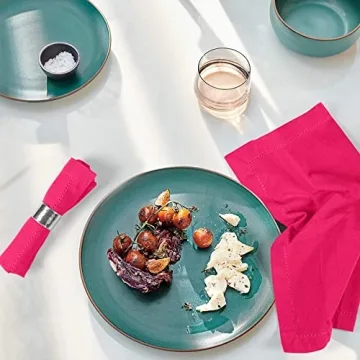 Palisa Hot Pink Cloth Napkins - 12 Reusable Cotton Dinner Napkins