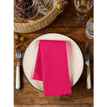Palisa Hot Pink Cloth Napkins - 12 Reusable Cotton Dinner Napkins