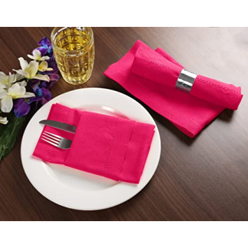Palisa Hot Pink Cloth Napkins - 12 Reusable Cotton Dinner Napkins