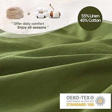 Simple&Opulence French Linen Duvet Cover Set 104"x 92"- 3 Pieces (1 Comforter Cover,2 Pillowcases)-N...