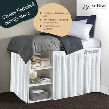 Banke Bihari Collection Dorm Room Dust Ruffled Bed Skirt, College Skirt Twin XL, 100% Microfiber Extra Long White 30 inch Drop (BB-DBS-23)