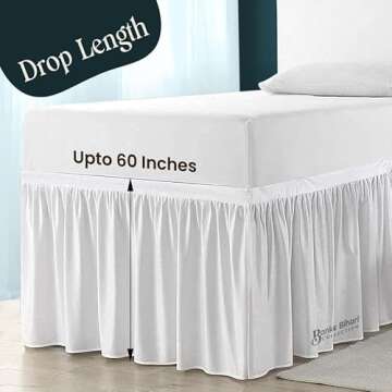 Banke Bihari Collection Dorm Room Dust Ruffled Bed Skirt, College Skirt Twin XL, 100% Microfiber Extra Long White 30 inch Drop (BB-DBS-23)