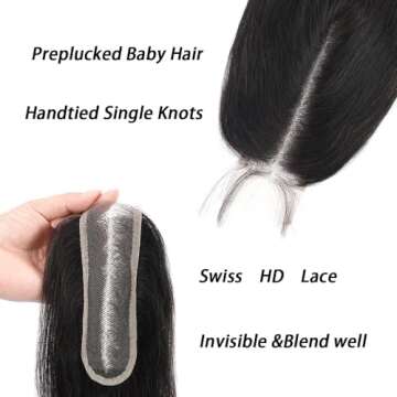 FEHOKA Brazilian 2x6 Human Hair Closure HD Transparent Straight 2x6 Lace Closure Middle part Closure...