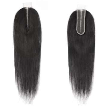 FEHOKA Brazilian 2x6 Human Hair Closure HD Transparent Straight 2x6 Lace Closure Middle part Closure With Baby Hair (12 inch, 2x6 Closure)