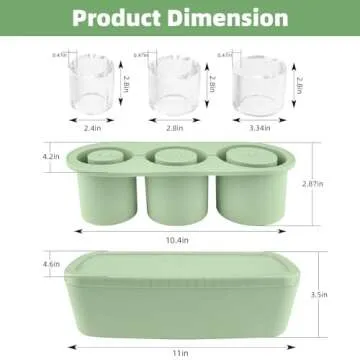 Fu Store Ice Cube Tray for Stanley Cup 30-40 oz Tumbler 3pcs Silicone Ice Cube Molds With Lid and Bi...