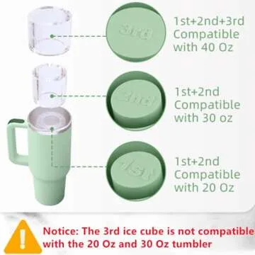 Fu Store Ice Cube Tray for Stanley Cup 30-40 oz Tumbler 3pcs Silicone Ice Cube Molds With Lid and Bin for Chilling Cocktails Whiskey Drinks Juice Coffee Easy Fill and Release Ice Maker